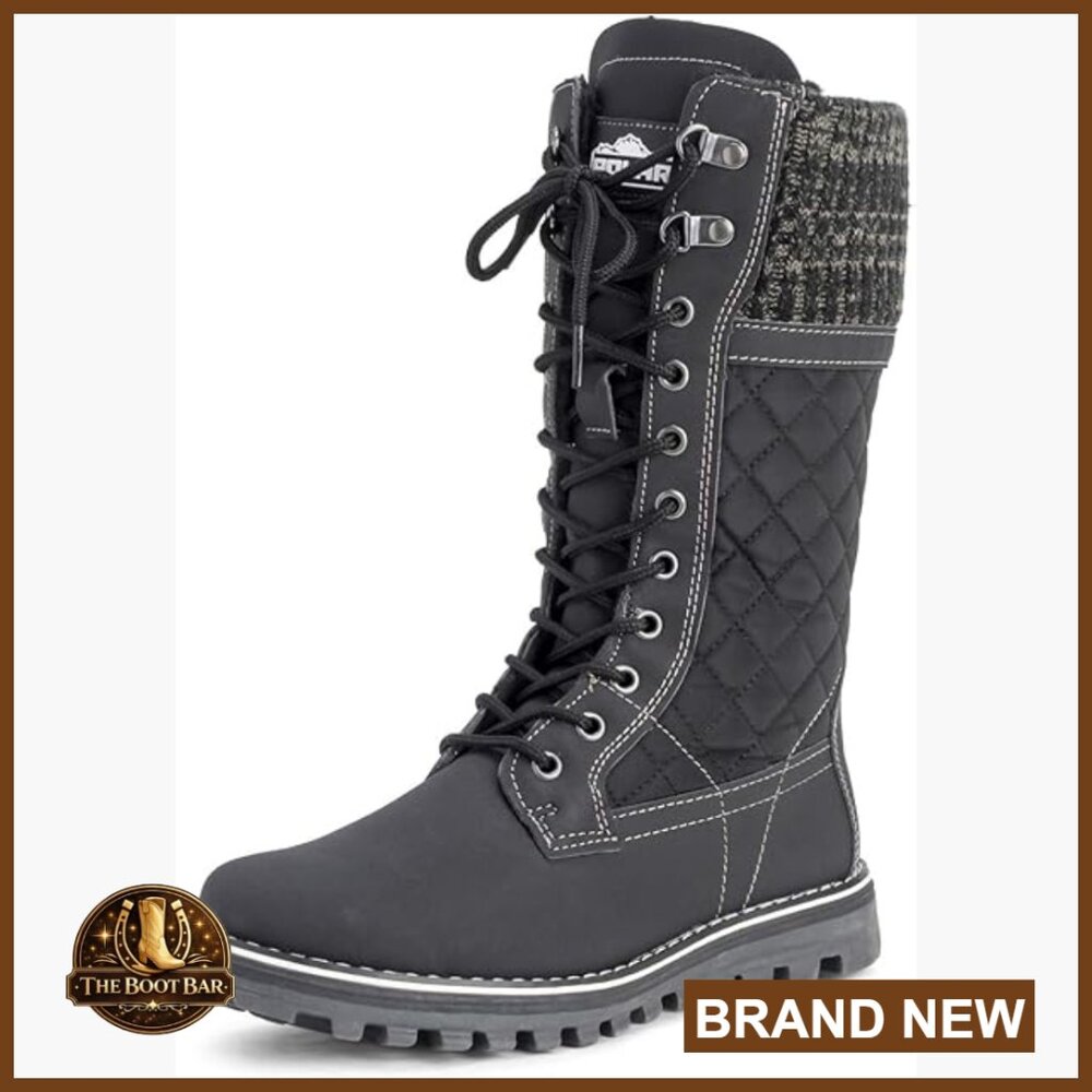 Faux Fur Lined Waterproof Snow Boots with Rubber Sole for Winter Walking